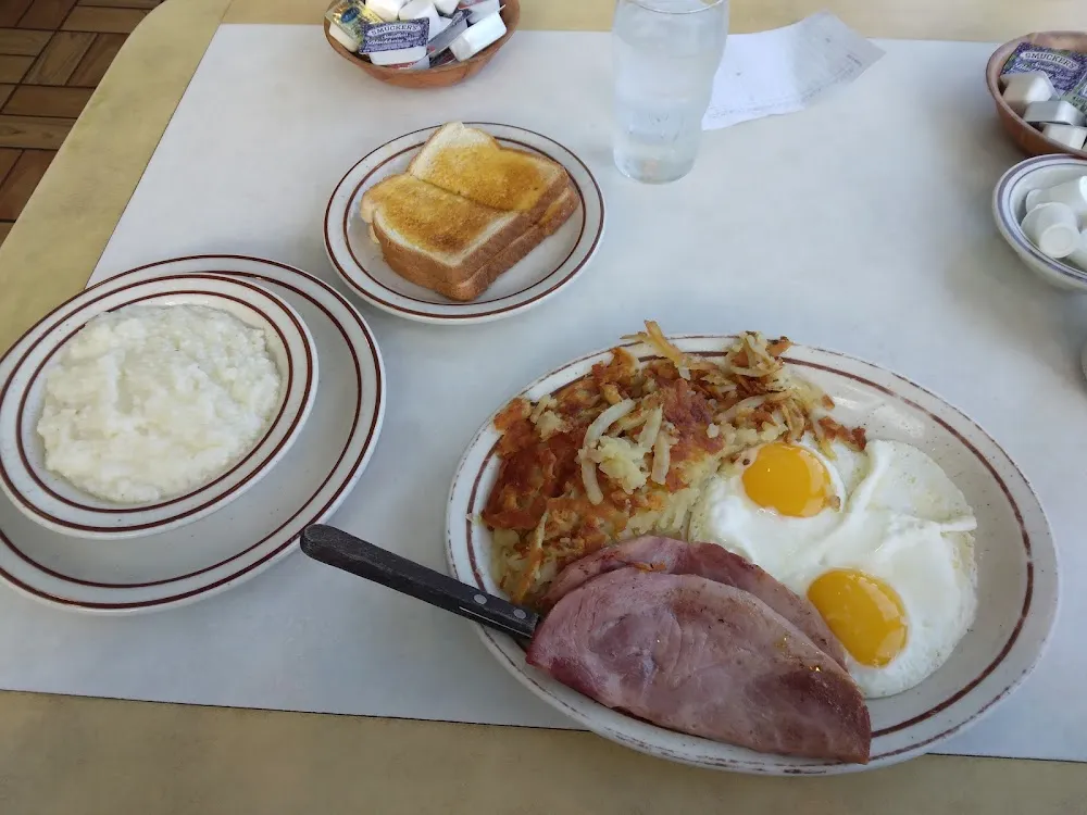 Eggs with Ham Bowl of Grits